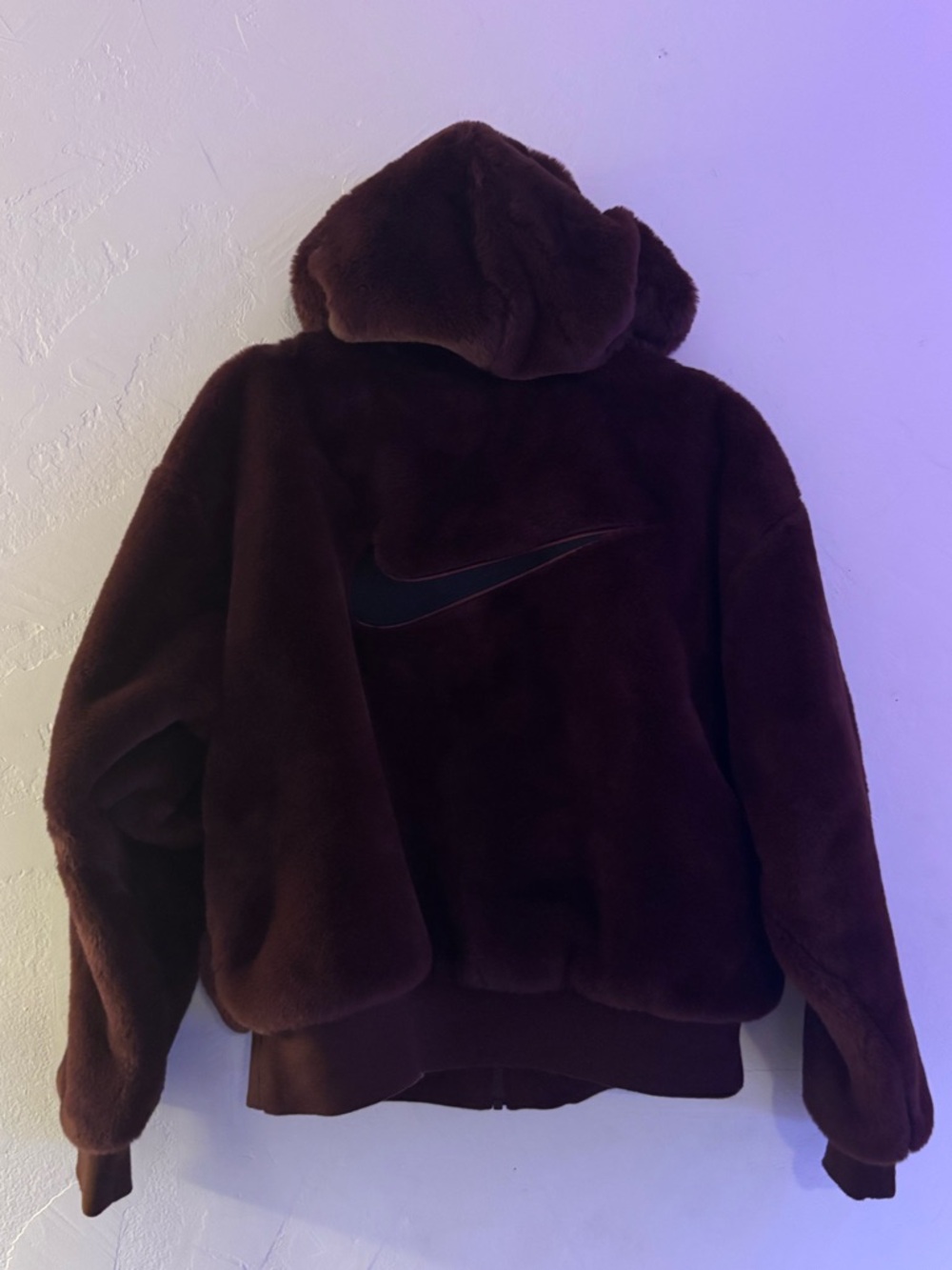 Nike Faux Fur Hoodie with Swoosh
